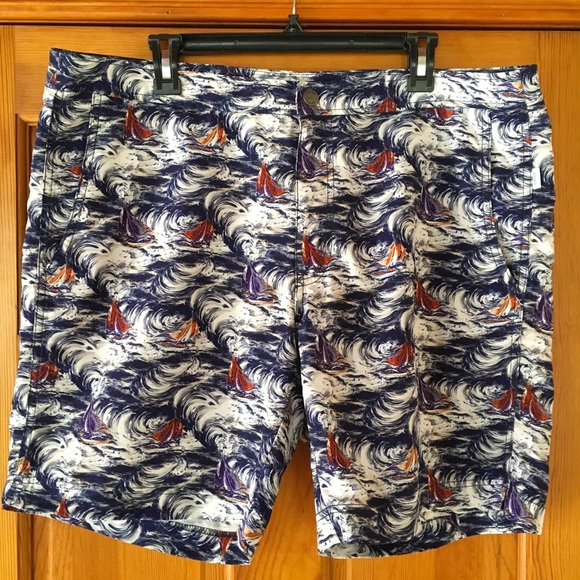 Size 38 ONIA Mens Calder Mediterranean Sails Swim Short - Picture 2 of 13